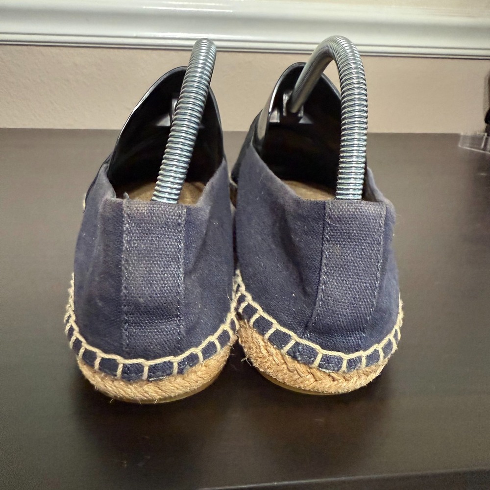 Tory Burch Weston Flat Espadrilles Womens 9 Navy‎ Canvas Classic Slip-On Shoes - Picture 4 of 8